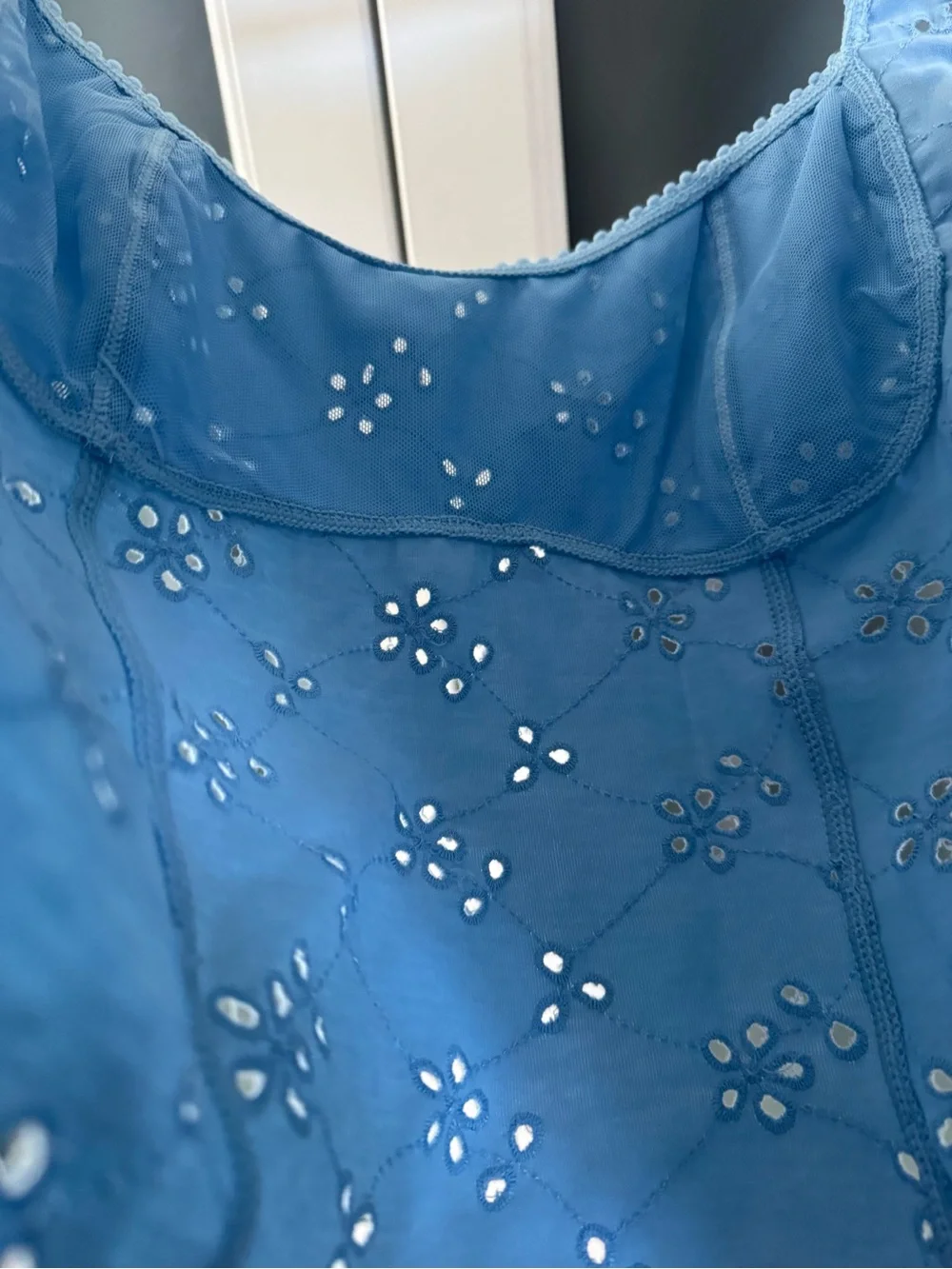Free People Powder Blue Eyelet Tank